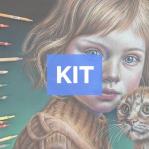 Disegno iperrealista - KIT Bambina con gatto